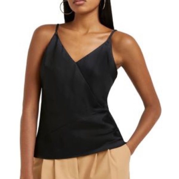 RIVER Island Black Satin V neck Spaghetti Straps top size US 8 - Picture 1 of 14